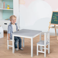 HOMCOM Kids Table and 2 Chairs Set 3 Pieces Toddler Multi-usage Desk Indoor