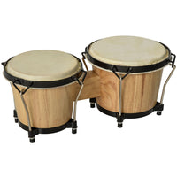 
              Wooden Bongo Drum Set w/ Sheepskin Drum Head 7.75" & 7" Tuning Wrench HOMCOM
            