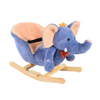 HOMCOM Rocking Horse Ride on Toy Seat Belt Safety Toddler Elephant Music