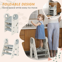 
              AIYAPLAY Toddler Tower, Foldable & Adjustable, with Handle, Non-Slip, Grey
            