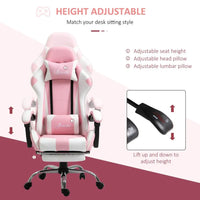 Vinsetto Racing Gaming Chair with Lumbar Support Home Office Desk Gamer Recliner Pink