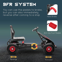HOMCOM Children Pedal Go Kart w/ Adjustable Seat, Rubber Wheels, Brake - Red