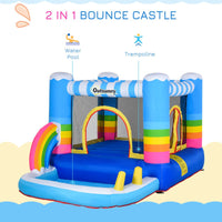 Outsunny Kids Bouncy Castle with Pool Outdoor Trampoline with Net Blower 3-8 Yrs