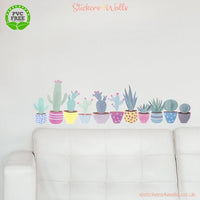 
              Cute Pastel Coloured Cactus themed Fabric Wall Stickers - Reusable
            