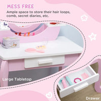 
              Kids Dressing Table with Mirror and Stool with Drawer for 3-6 Years Old Pink
            