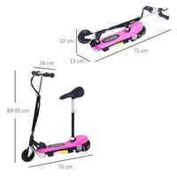 HOMCOM Kids Foldable Electric Powered Scooters 120W Toy Brake Kickstand Pink