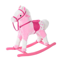 HOMCOM Rocking Horse Ride On Toy Plush Wood Pony Riding Rocker Neigh Sound PINK