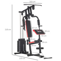 HOMCOM Multi Home Gym Machine with 66kg Weights for Strength Training Red