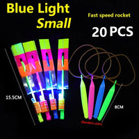 
              100pcs Amazing Light Toy Arrow Rocket Helicopter Flying Toy LED Light Toys Party Fun Gift Rubber Band Catapult
            