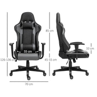 Vinsetto PU Leather Gaming Chair with Adjustable Head Pillow and Lumbar Support Black