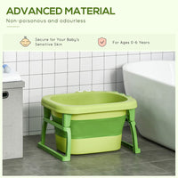 HOMCOM Foldable Baby Bathtub for Newborns Infants Toddlers with Stool Green