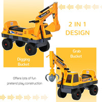 HOMCOM No Power Ride on Excavator Digger Music Light for 2-3 Years Old Yellow