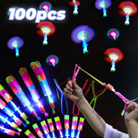 
              10/20/50pcs Amazing Light Toy Arrow Rocket Helicopter Flying Toy LED Light Toys Party Fun Gift Rubber Band Catapult
            