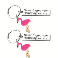 
              1 piece, Flamingo keychain, inspirational gift, never forget how much you have as a stainless steel keychain gift
            