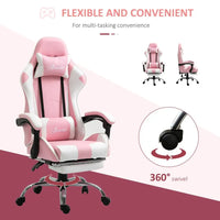 Vinsetto Racing Gaming Chair with Lumbar Support Home Office Desk Gamer Recliner Pink