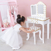 
              Fantasy Fields Wooden Play Vanity Set With Mirror & Lights White Gold TD-11670ML
            