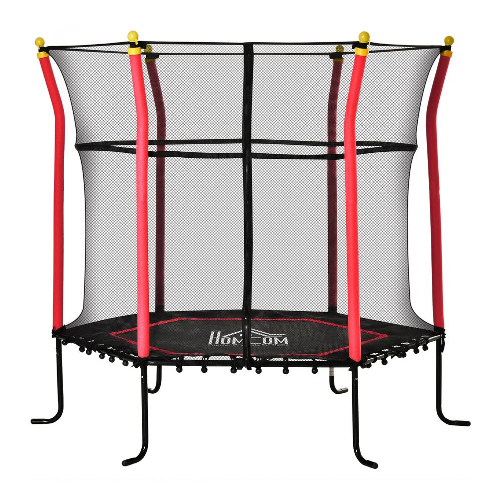 HOMCOM 5.2FT Kids Trampoline With Enclosure Indoor Outdoor for 3-10 Years Red