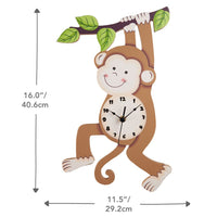 
              Fantasy Fields Kids Monkey Wall Clock Animal Themed Sunny Safari TD-0081AR
            
