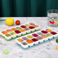 
              Vinsani 4 Pack Ice Cube Trays with Clear Removable Lid Easy-Release Silicone Flexible Ice Cube Moulds LFGB Certified and BPA Free Stackable Durable - Blue or Green
            