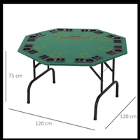 HOMCOM 8 Player Folding Games Poker Table Chip Cup Holder Steel Base Felt