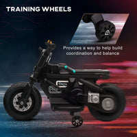 HOMCOM 6V Kids Electric Motorbike with Training Wheels for 3-5 Years Black