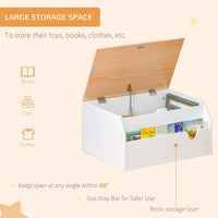HOMCOM Wooden Kids Toy Box Children Storage Chest Organiser Book Slot White