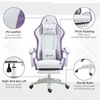 Vinsetto Racing Style Gaming Chair with Reclining Function Footrest Purple