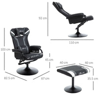
              Video Game Chair Footrest Set Racing Style w/ Pedestal Base, Deep Grey
            