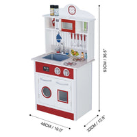 Teamson Kids Wooden Kitchen Toy Kitchen With 2 Role Play Accessories TD-12385R