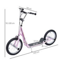 
              Teen Scooter Children Stunt Scooter 16" Tyres Adjustable Height, Pink
            