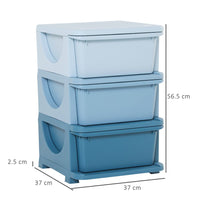 HOMCOM Kids Storage Units with Drawers 3 Tier Chest Vertical Dresser Tower BLUE