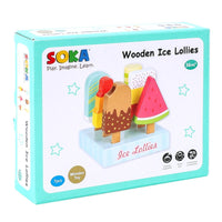 
              SOKA Wooden Ice Lollies 7 pcs Ice Cream Popsicle Selection Pretend Play Set 3+ Years
            