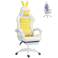 
              Vinsetto Racing Style Gaming Chair with Footrest Removable Rabbit Ears, Yellow
            