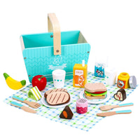 SOKA Wooden Happy Day Picnic Pretend Play Traditional Picnic Basket for Kids 3+ Years