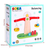 SOKA Wooden Balancing Toy Learn Counting Math Weighing Scale Game for Kids 3+