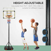 
              SPORTNOW Adjustable Basketball Hoop and Stand w/ Wheels, 1.8-2.1m, Yellow
            