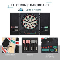 
              Electronic Dartboard with LED Digital Score Board 27 Games Storage Cabinet
            