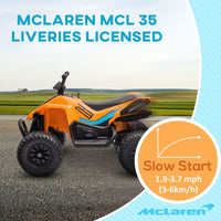 McLaren MCL 35 Liveries Licensed 12V Quad Bike with Suspension Wheels Orange