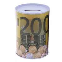 
              Euro Dollar Round Piggy Bank Metal Cylinder Money Box Children Craft Change Box Modern Simple Tinplate Piggy Bank
            