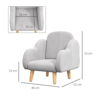 
              Cloud-Shaped Toddler Armchair, Kids Mini Chair for Playroom, Bedroom - Grey
            