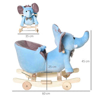 
              HOMCOM 2-in-1 Baby Rocking Horse Ride On Elephant with Wheels Music Blue
            