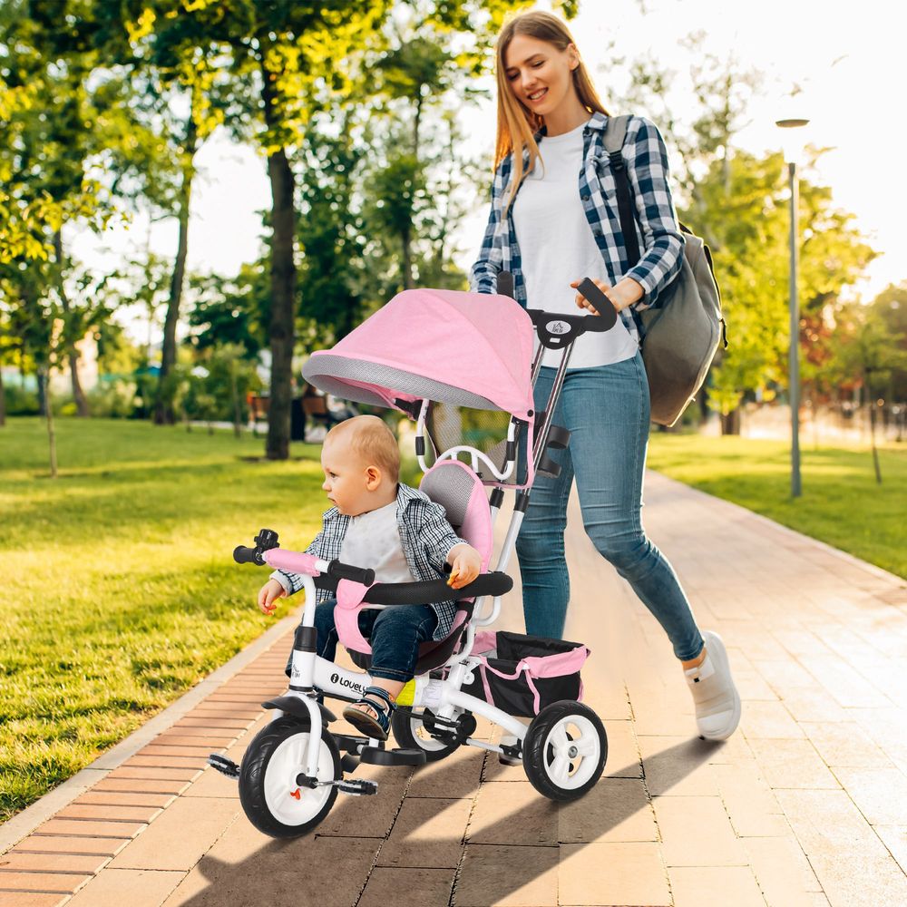 HOMCOM 6 in 1 Kids Trike, Stroller with Parent Handle