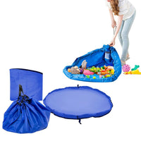 Doodle Nylon Toy Storage Bag and Play Mat with Drawstrings BLUE