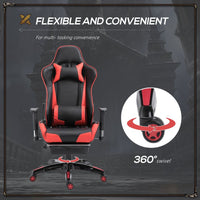 
              HOMCOM Ergonomic Gaming Chair Reclining Racing Chair with Headrest Swivel Wheels RED
            