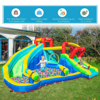 Outsunny 5 in 1 Kids Bouncy Castle with Slide Pool Inflatable House & Inflator