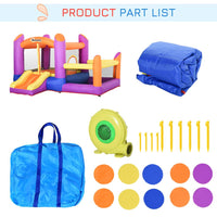 
              Outsunny Bouncy Castle with Slide Pool House Inflatable with Blower
            