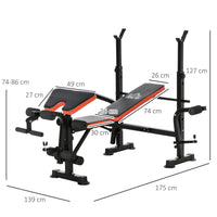 HOMCOM Multi-Function Adjustable Weight Training Bench Gym Fitness Lifting