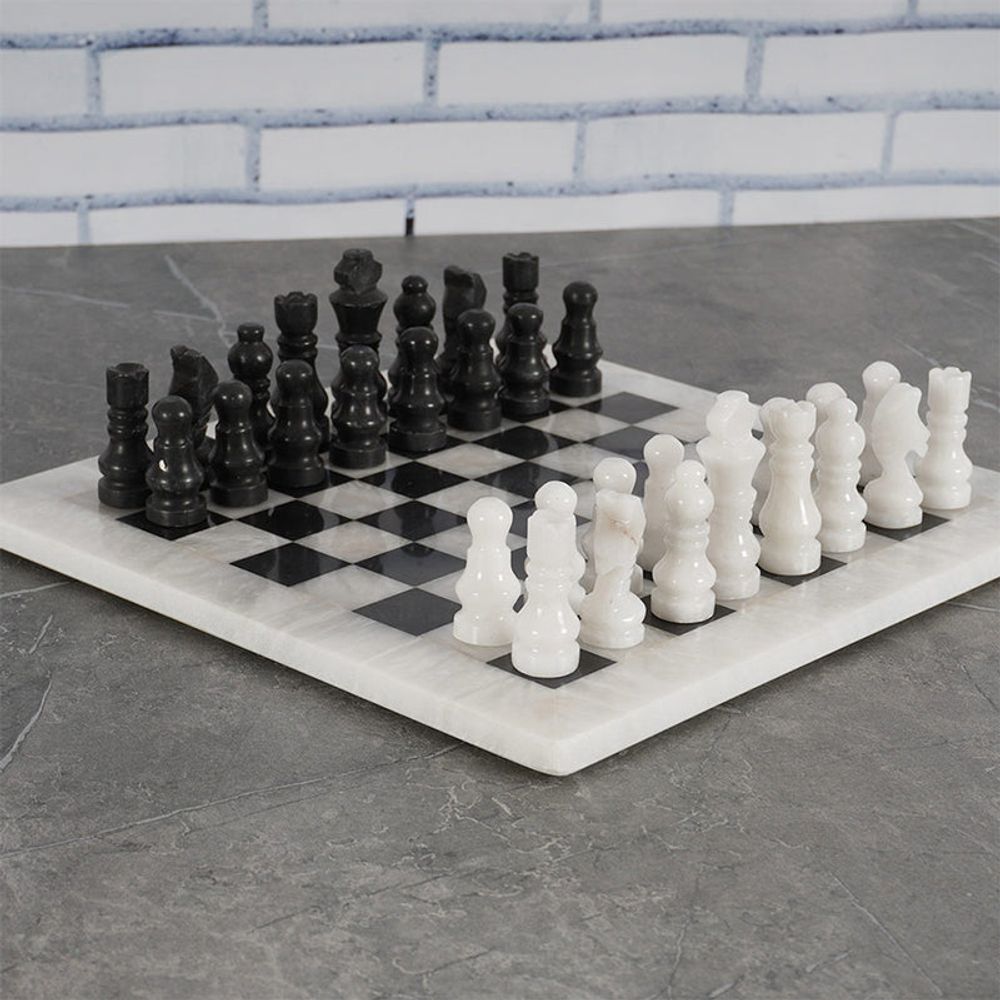 Radicaln White and Black Handmade 12 Inches High Quality Marble Chess Set