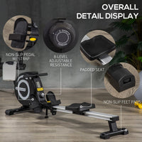 HOMCOM Fitness Adjustable Magnetic Rowing Machine Rower with LCD Digital Monitor