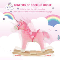 HOMCOM Kids Rocking Unicorn Ride-On Horse Moving Mouth Tail Sounds 36-72 Months
